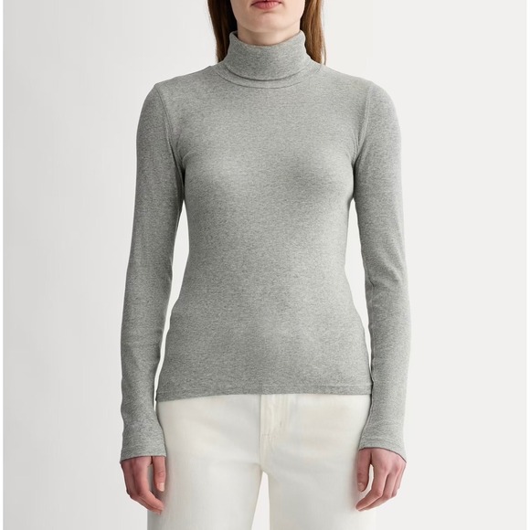 Everlane Women Heather Gray The Pima Cotton Turtleneck Top Size Size Medium - Picture 1 of 5